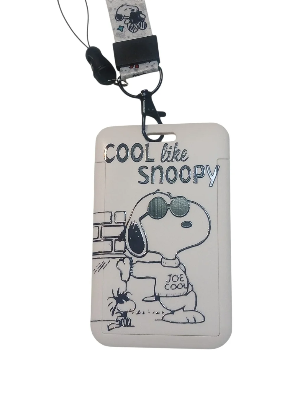 Peanuts - NWT, Joe Cool & Woodstock  Lanyard, Adjustable Strap, See Thru ID hold